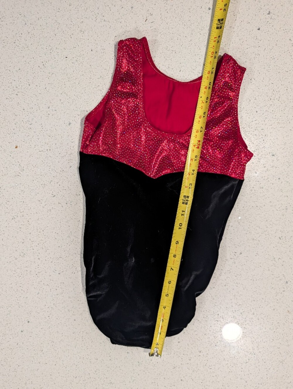 CHRISTMAS GK ELITE Gymnastics Dance Leotard Small Glitter Red Silver Dots VELOUR - Picture 2 of 7